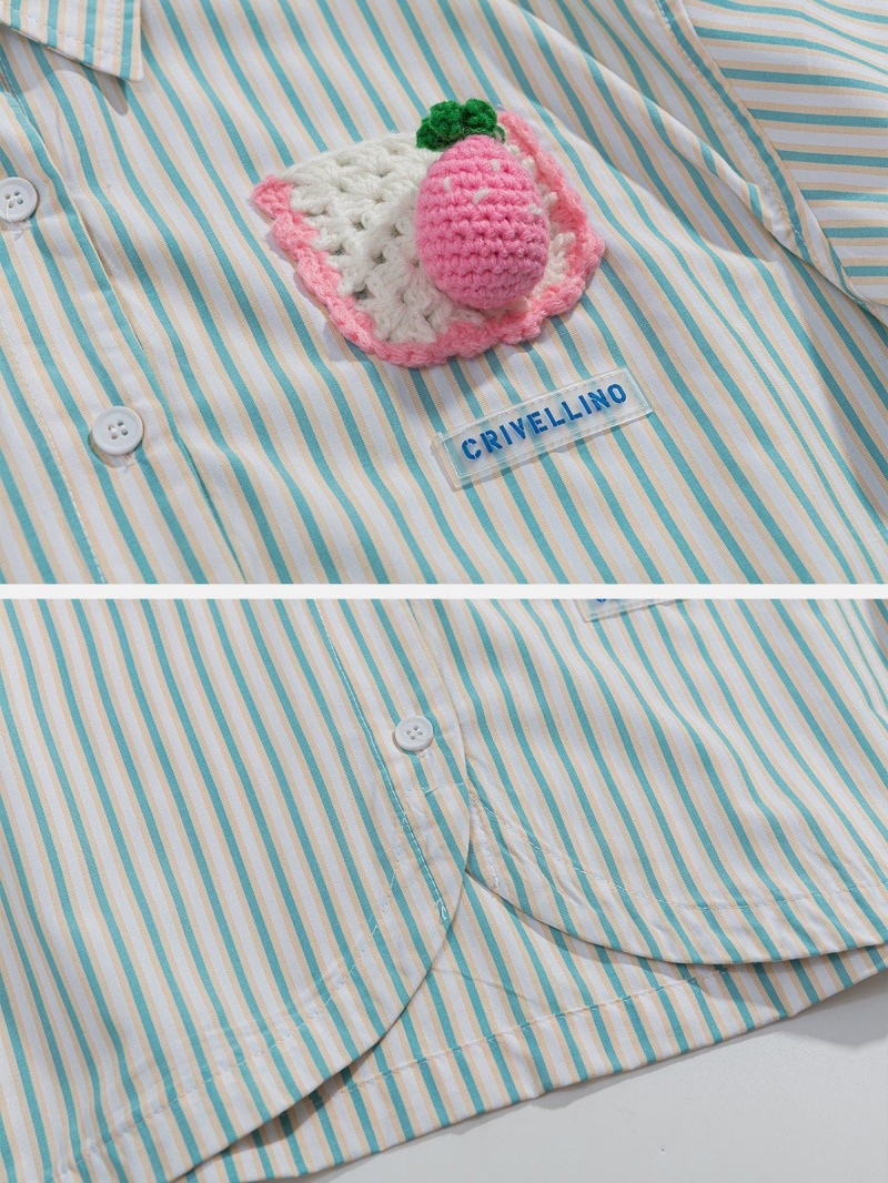 T Shirts Aelfric Eden Tricoté Strawberry Stripe Tee Bleu | SYJ-77567818